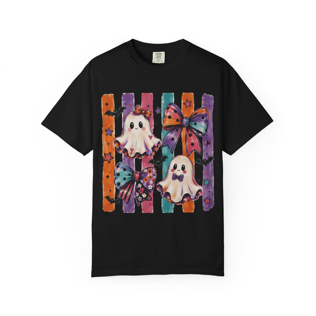 Halloween Ghosts & Bows T-Shirt — Cute Ghosts & Bows Retro Comfort Colors Graphic Tee