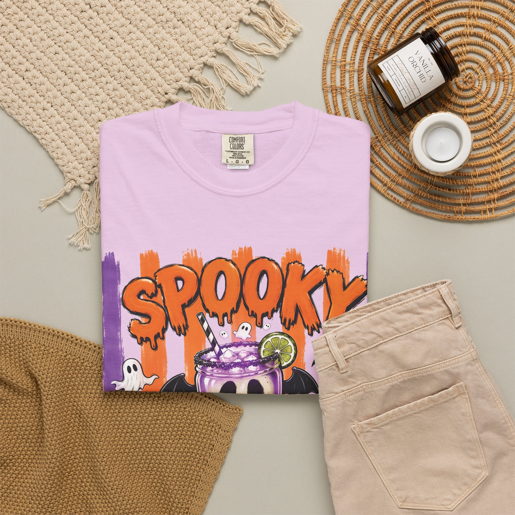 Halloween Spooky Summer Retro T-Shirt — Striped Halloween Comfort Color Graphic Tee