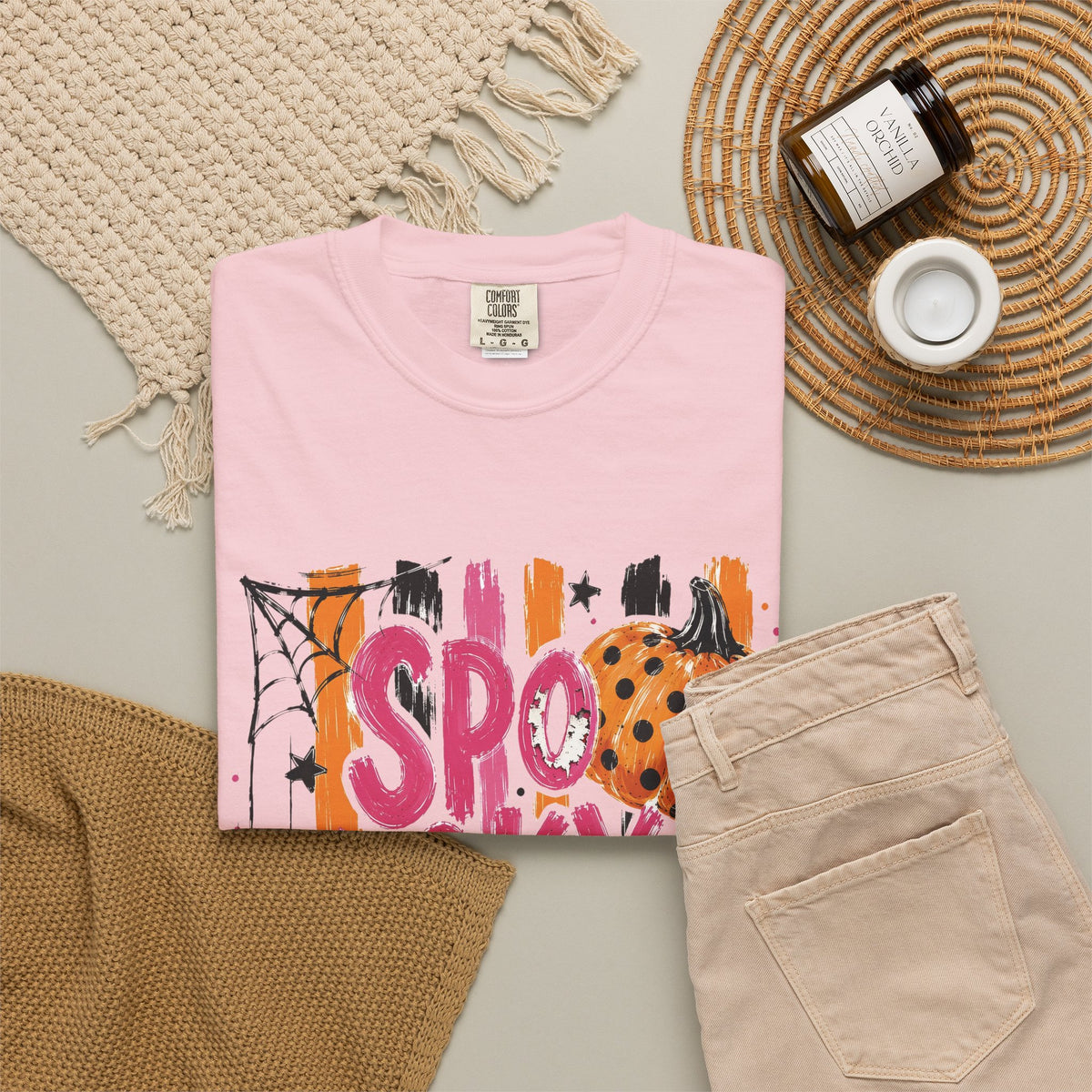 Spooky Season Striped Retro Pumpkin Comfort Colors T-Shirt
