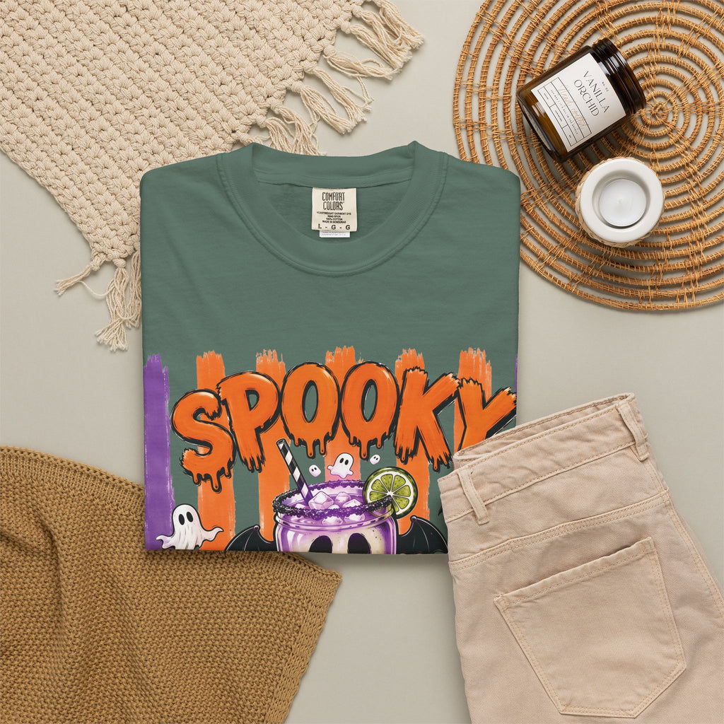 Halloween Spooky Summer Retro T-Shirt — Striped Halloween Comfort Color Graphic Tee