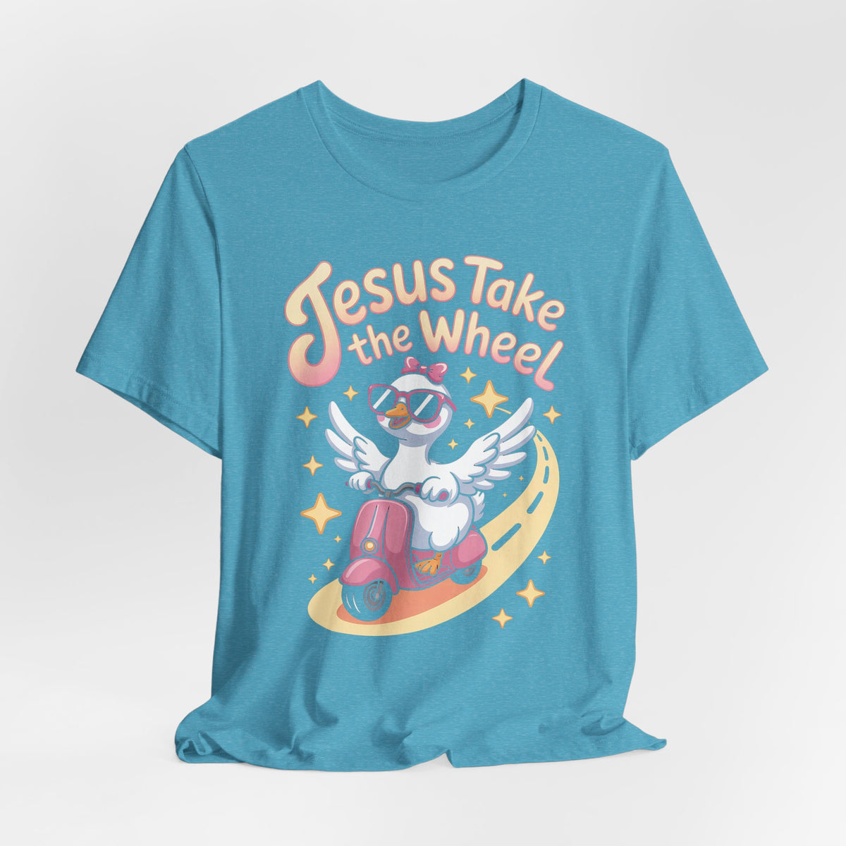 Jesus Take the Wheel Tee — Goose Scooter Christian Bella Canva T‑Shirt