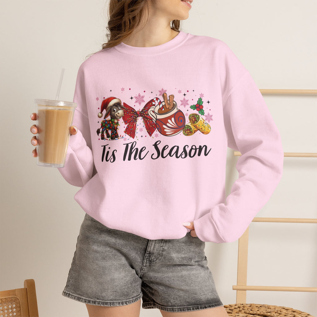 Tamales Tis' The Season Christmas Sweatshirt | Burrito and Chocolate Abuelita Crew