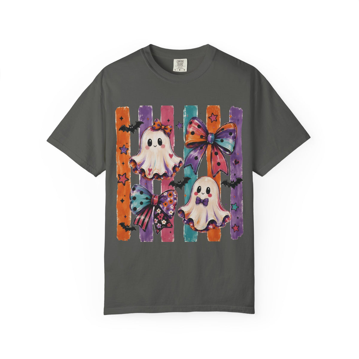 Halloween Ghosts & Bows T-Shirt — Cute Ghosts & Bows Retro Comfort Colors Graphic Tee