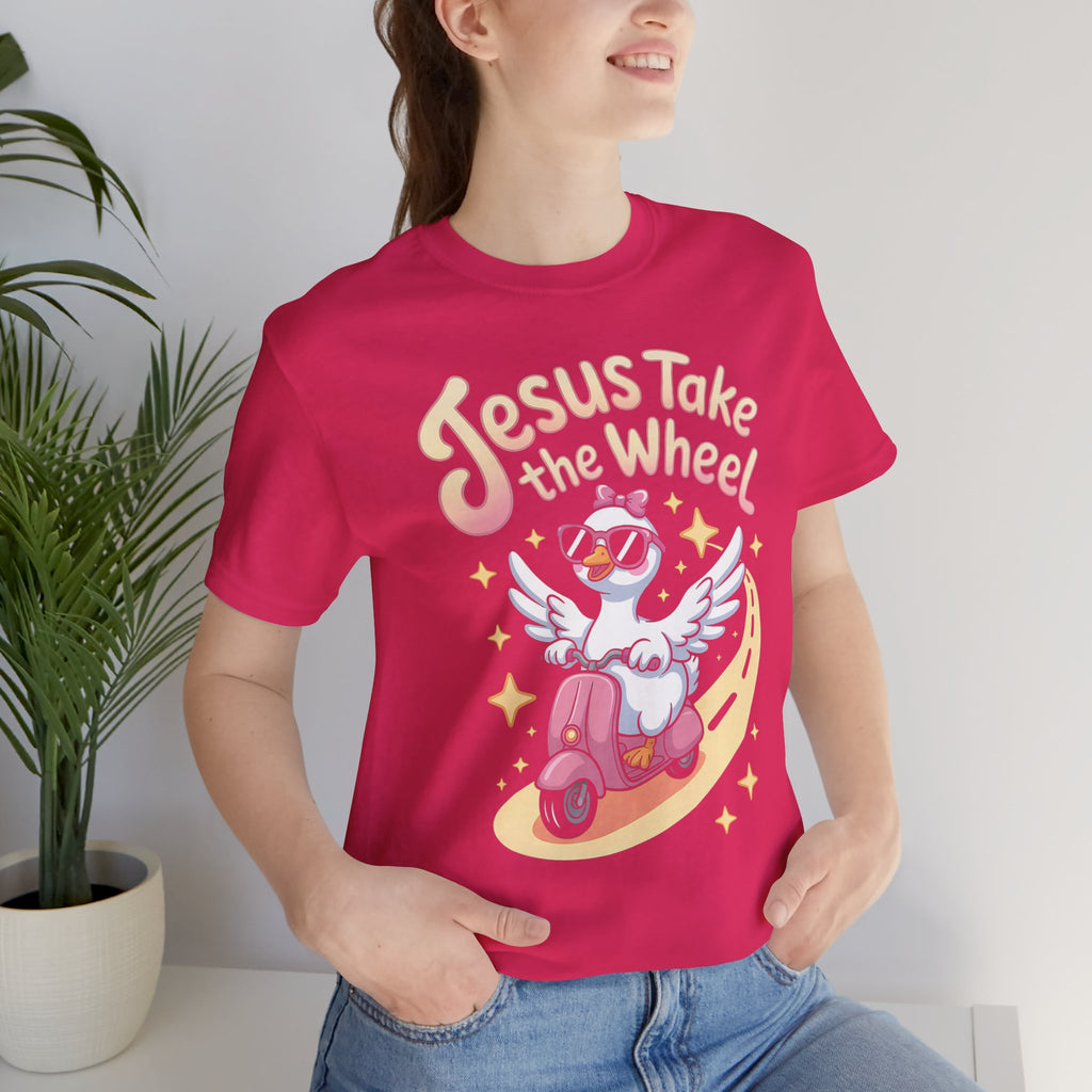 Jesus Take the Wheel Tee — Goose Scooter Christian Bella Canva T‑Shirt