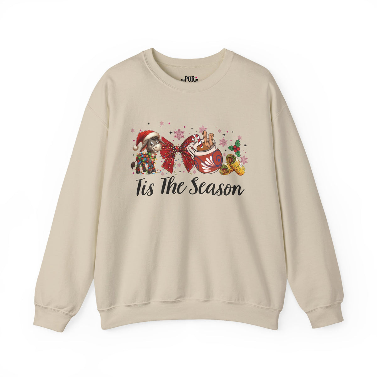 Tamales Tis' The Season Christmas Sweatshirt | Burrito and Chocolate Abuelita Crew