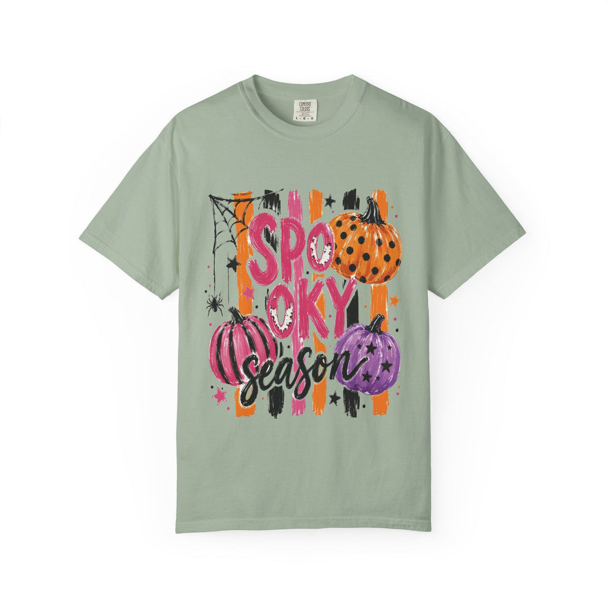 Spooky Season Striped Retro Pumpkin Comfort Colors T-Shirt