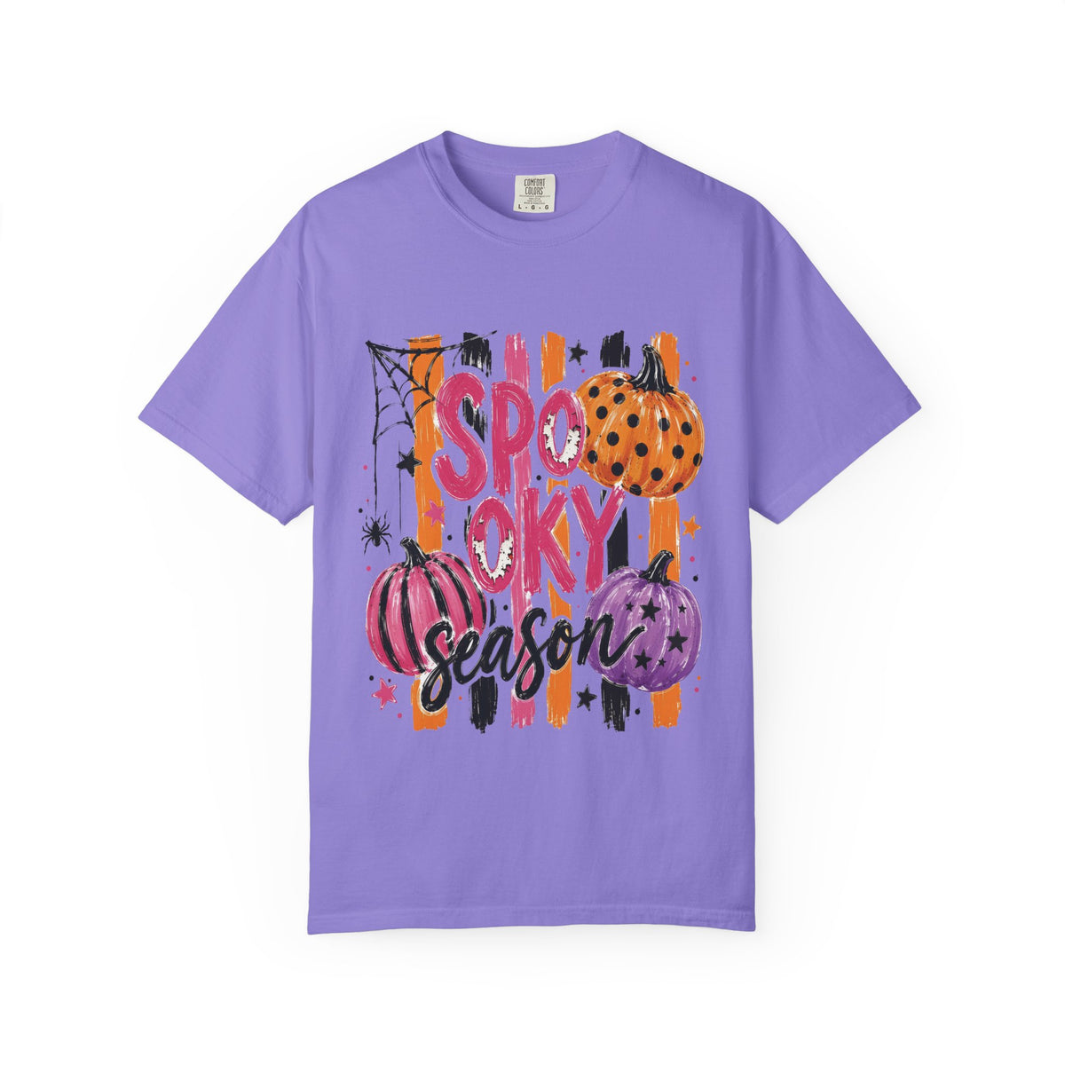 Spooky Season Striped Retro Pumpkin Comfort Colors T-Shirt