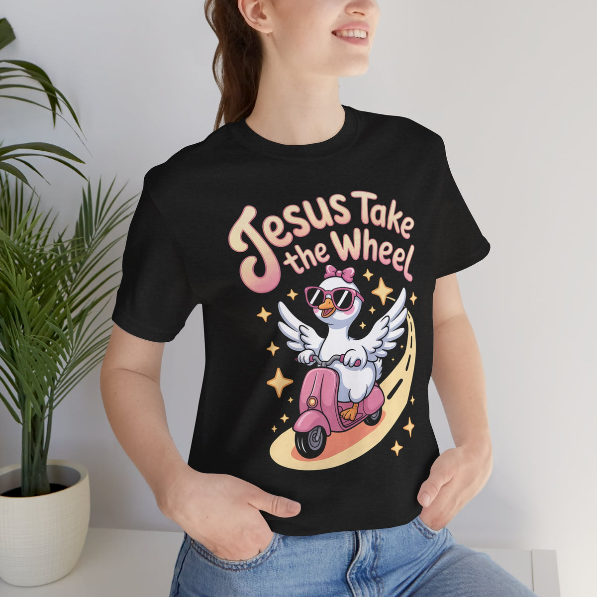 Jesus Take the Wheel Tee — Goose Scooter Christian Bella Canva T‑Shirt